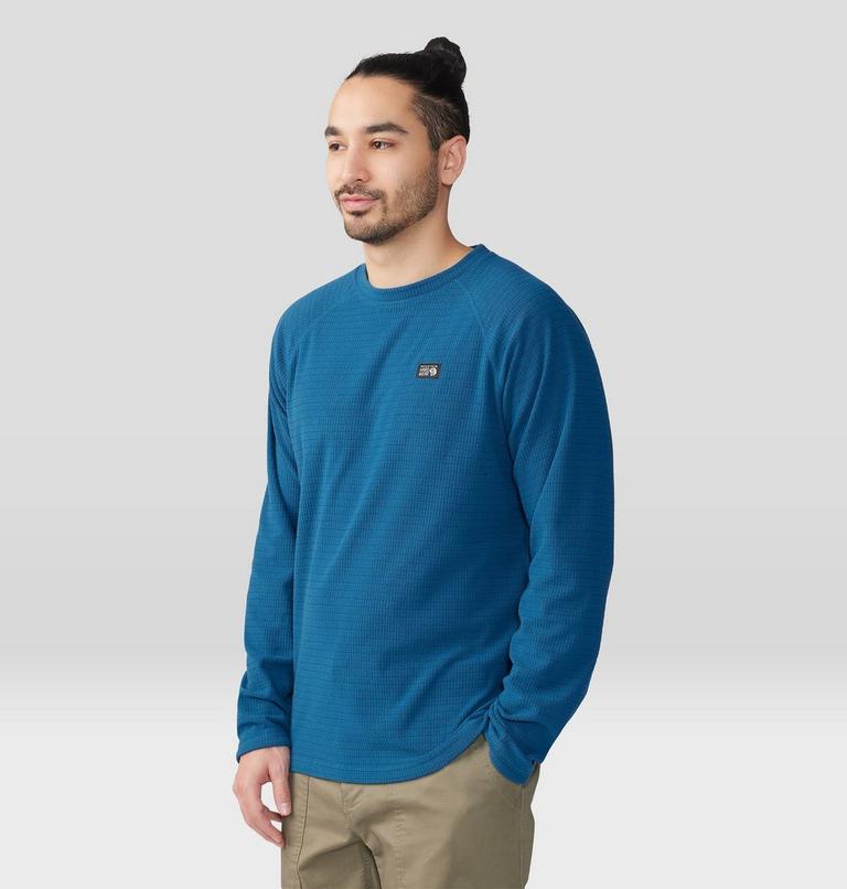 Men's Summit Grid Long Sleeve Crew, Color: Dark Caspian, image 5