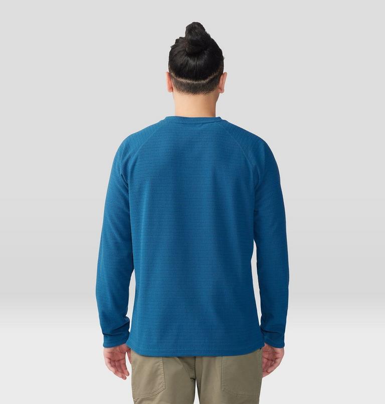Men's Summit Grid Long Sleeve Crew, Color: Dark Caspian, image 2