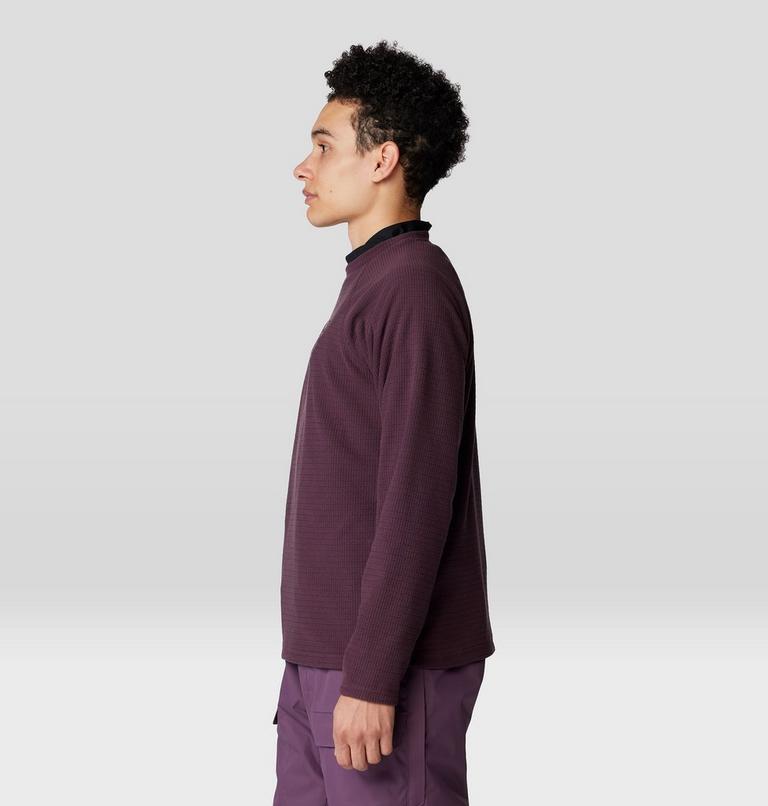 Men's Summit Grid Long Sleeve Crew, Color: Blackberry, image 3