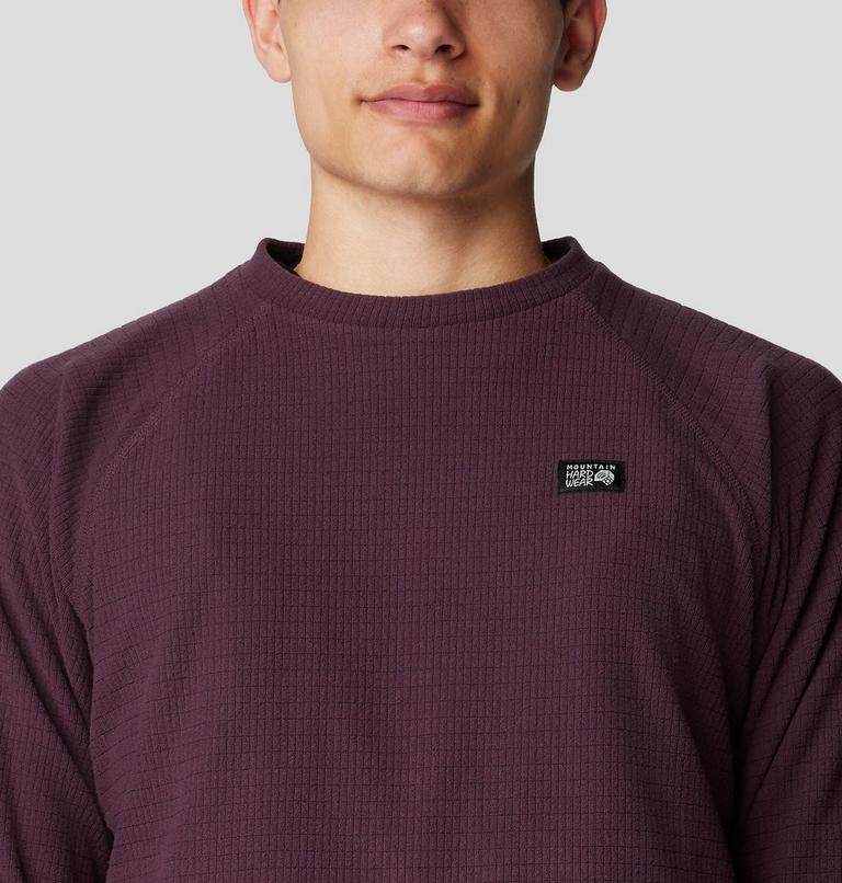 Men's Summit Grid Long Sleeve Crew, Color: Blackberry, image 4