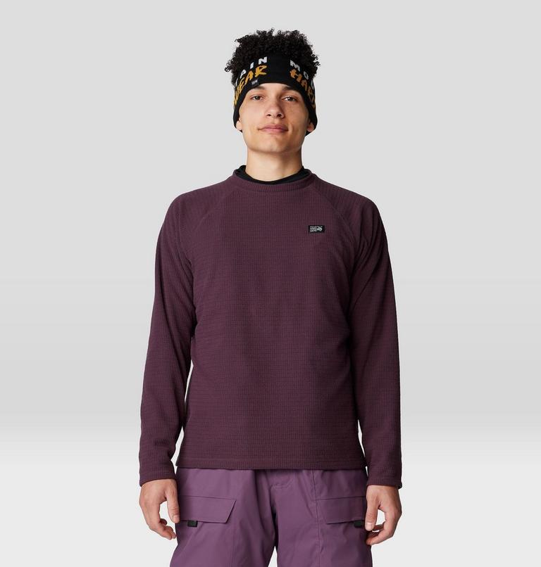 Men's Summit Grid Long Sleeve Crew, Color: Blackberry, image 5