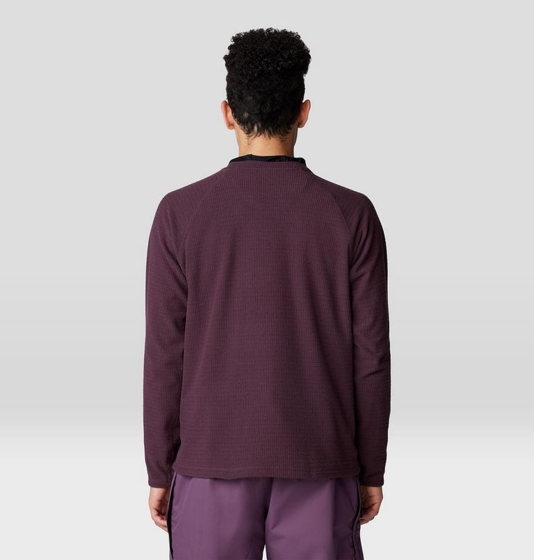 Men's Summit Grid Long Sleeve Crew, Color: Blackberry, image 2