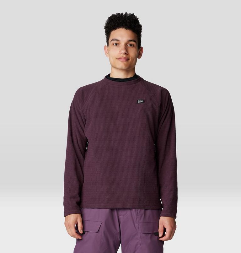 Men's Summit Grid Long Sleeve Crew, Color: Blackberry, image 1