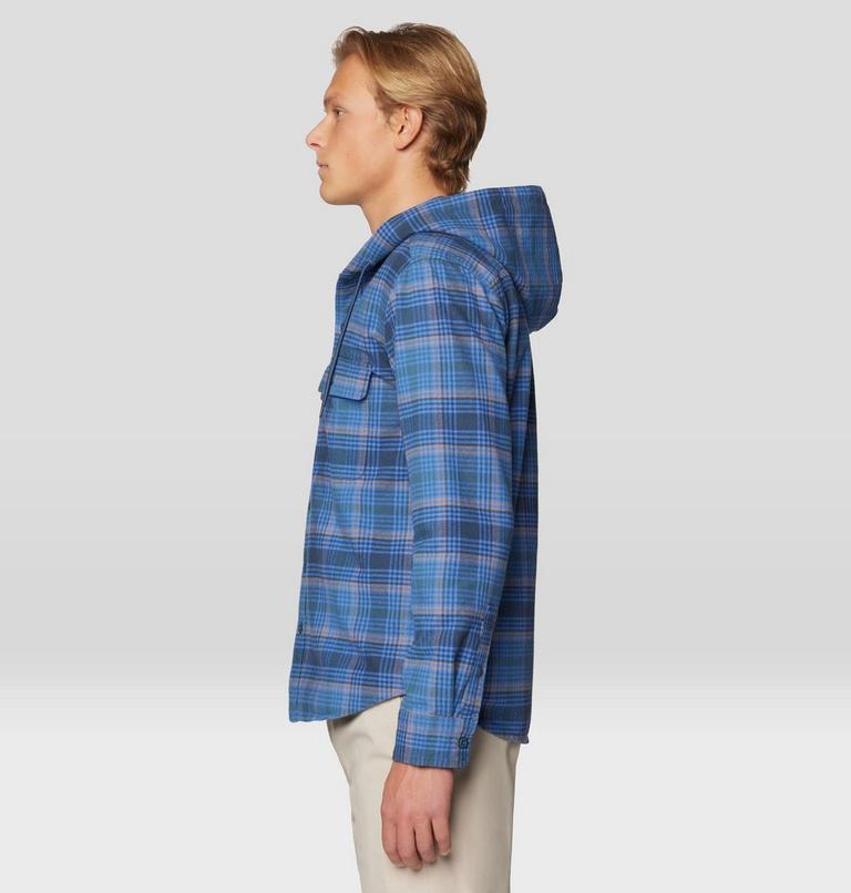 Men's Dusk Creek Long Sleeve Hooded Shirt, Color: Adriatic Blue Billy Plaid, image 4