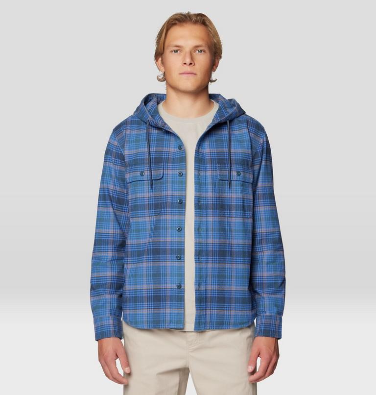 Men's Dusk Creek Long Sleeve Hooded Shirt, Color: Adriatic Blue Billy Plaid, image 5