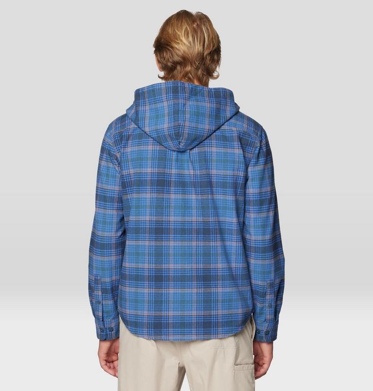 Men's Dusk Creek Long Sleeve Hooded Shirt, Color: Adriatic Blue Billy Plaid, image 3