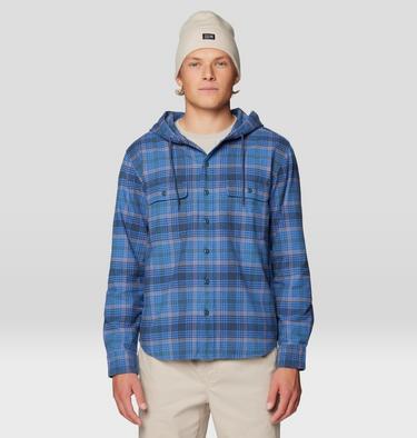 Men's Dusk Creek Long Sleeve Hooded Shirt, Color: Adriatic Blue Billy Plaid, image 13