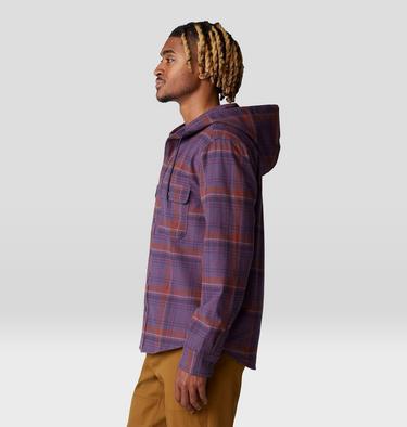 Men's Dusk Creek Long Sleeve Hooded Shirt, Color: Blurple Bowline Plaid, image 3