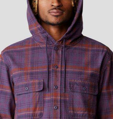 Men's Dusk Creek Long Sleeve Hooded Shirt, Color: Blurple Bowline Plaid, image 4