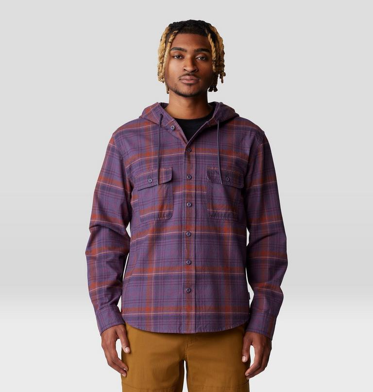 Men's Dusk Creek Long Sleeve Hooded Shirt, Color: Blurple Bowline Plaid, image 6