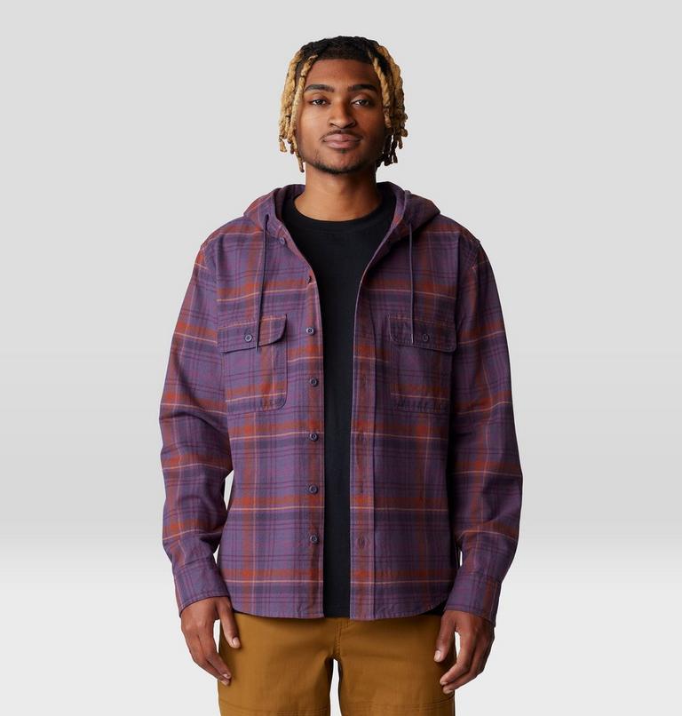 Men's Dusk Creek Long Sleeve Hooded Shirt, Color: Blurple Bowline Plaid, image 7