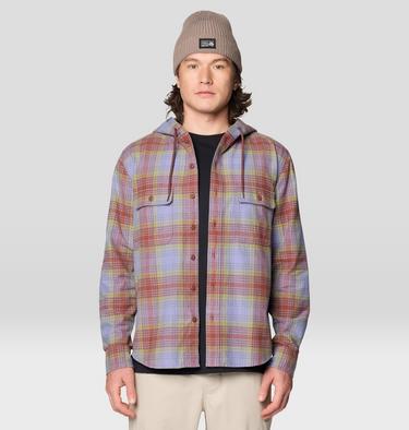 Men's Dusk Creek Long Sleeve Hooded Shirt, Color: Bourbon Brown Billy Plaid, image 1