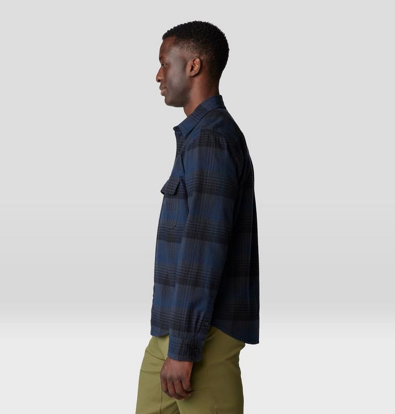 Men's Dusk Creek Flannel Long Sleeve Shirt, Color: Dark Storm Glasshouse Plaid, image 3