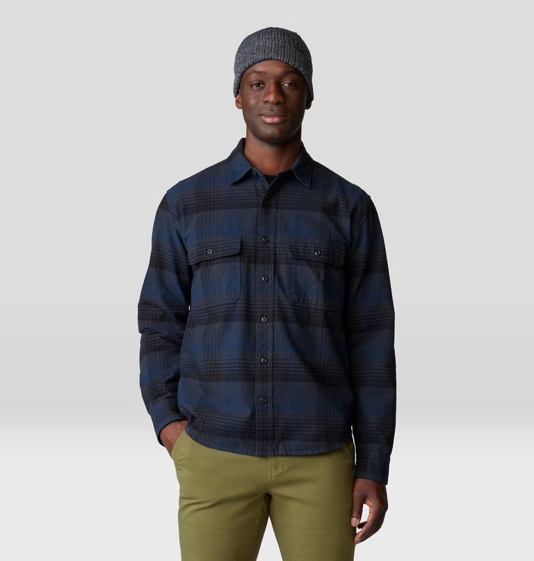 Men's Dusk Creek Flannel Long Sleeve Shirt, Color: Dark Storm Glasshouse Plaid, image 5