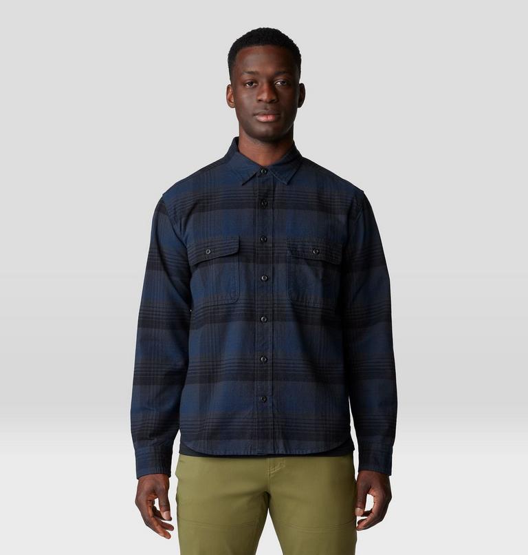 Men's Dusk Creek Flannel Long Sleeve Shirt, Color: Dark Storm Glasshouse Plaid, image 1