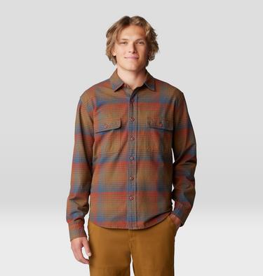 Men's Dusk Creek Flannel Long Sleeve Shirt, Color: Iron Oxide Glasshouse Plaid, image 1