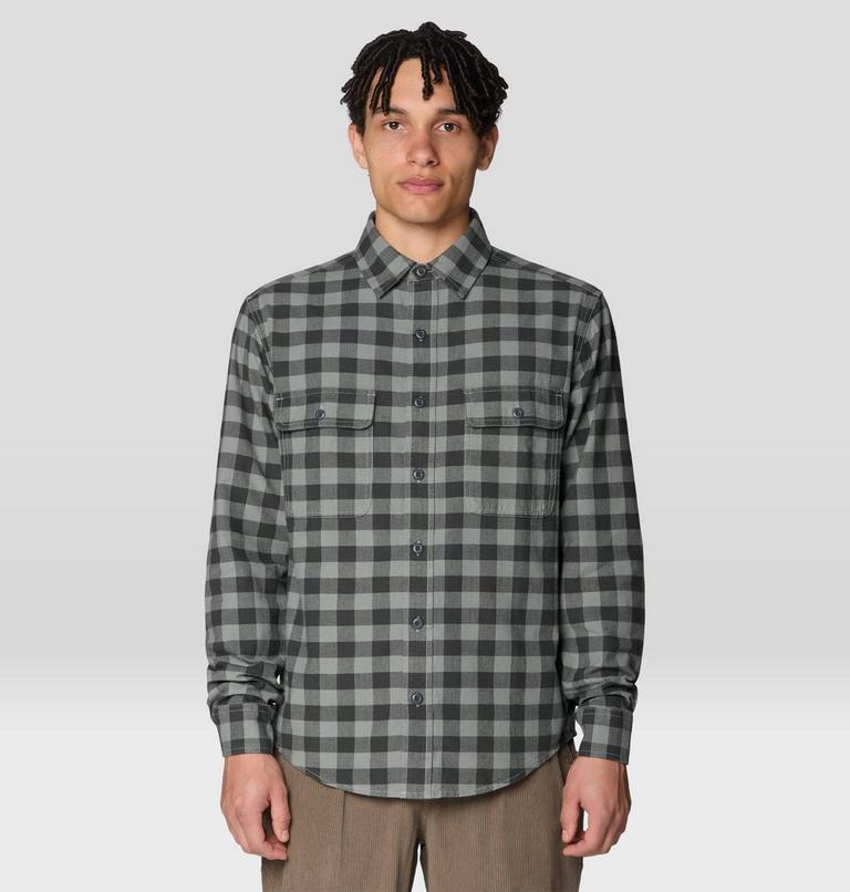 Men's Dusk Creek Flannel Long Sleeve Shirt, Color: Wet Stone Mini Buffalo Check, image 1