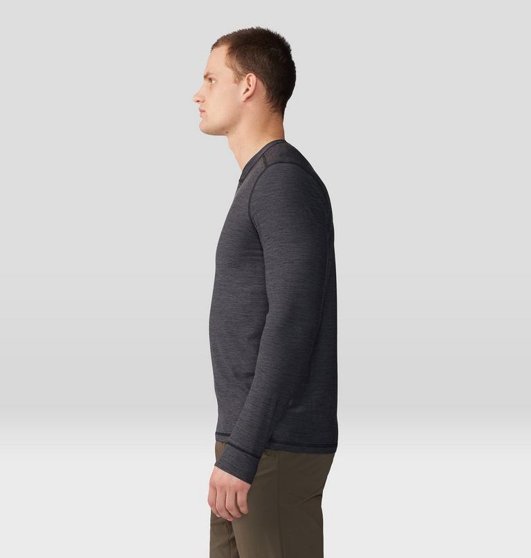 Men's Chillaction Long Sleeve Crew, Color: Black Heather, image 3