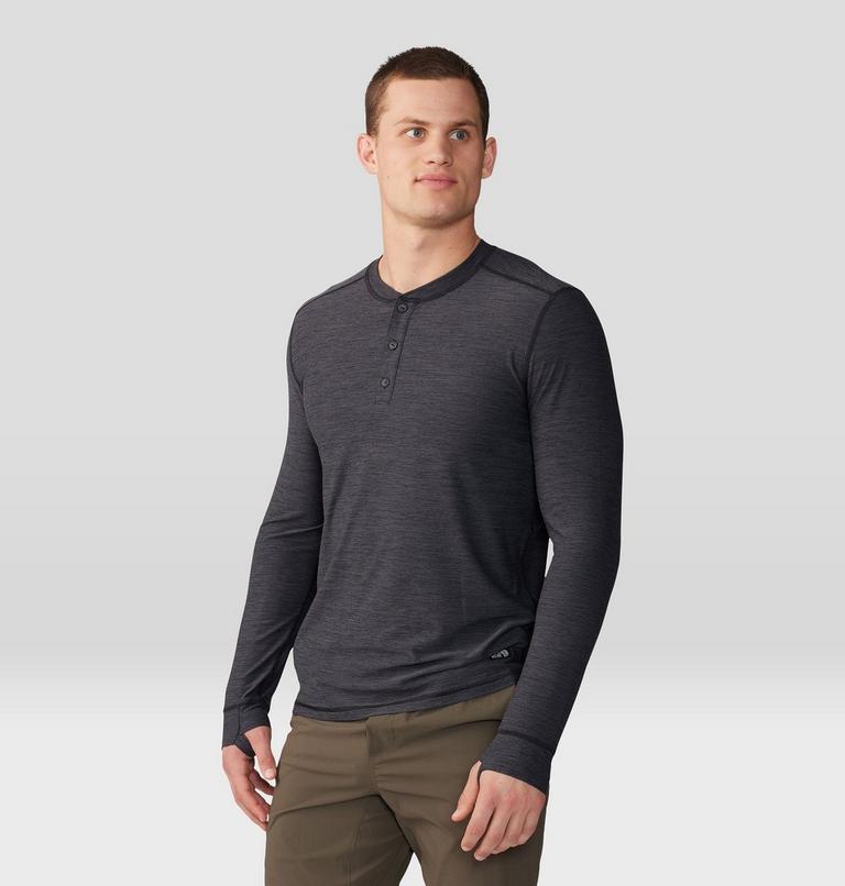 Men's Chillaction Long Sleeve Crew, Color: Black Heather, image 6