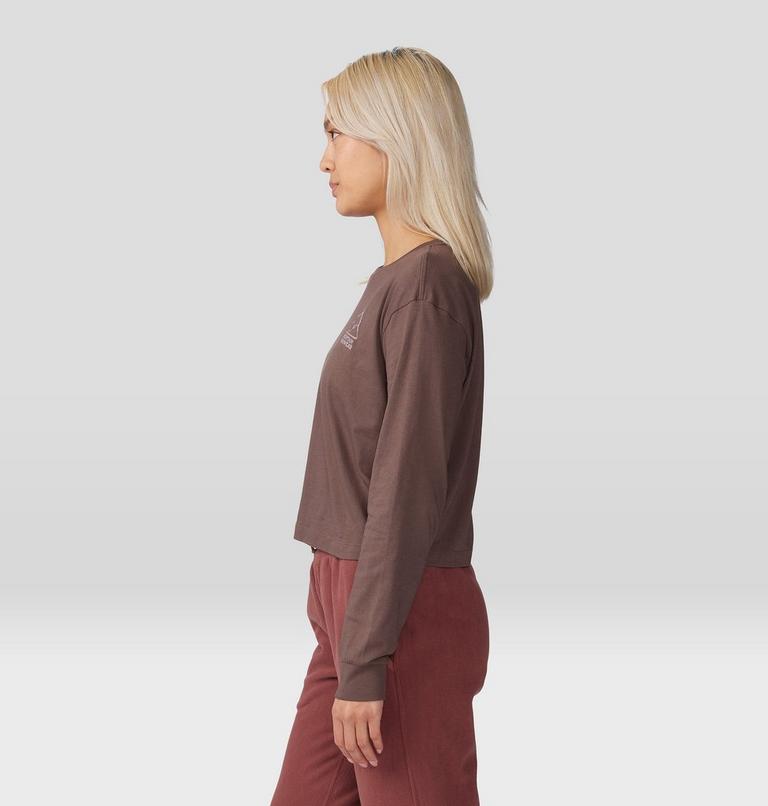 Women's MHW Mountain Boxy Crop Long Sleeve, Color: Carob, image 3