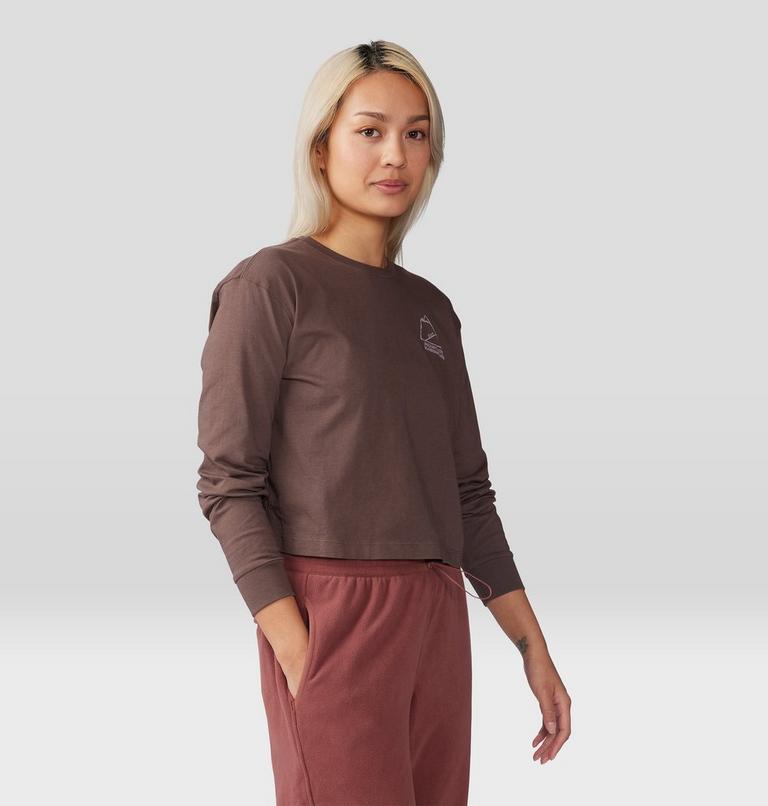 Women's MHW Mountain Boxy Crop Long Sleeve, Color: Carob, image 5
