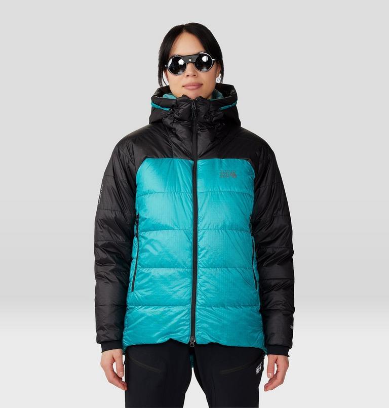 Women's Phantom Belay Down Parka, Color: Synth Green, Black, image 13
