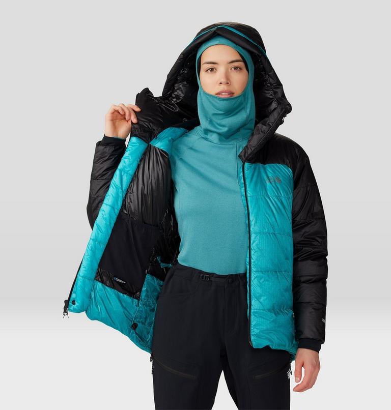 Women's Phantom Belay Down Parka, Color: Synth Green, Black, image 9