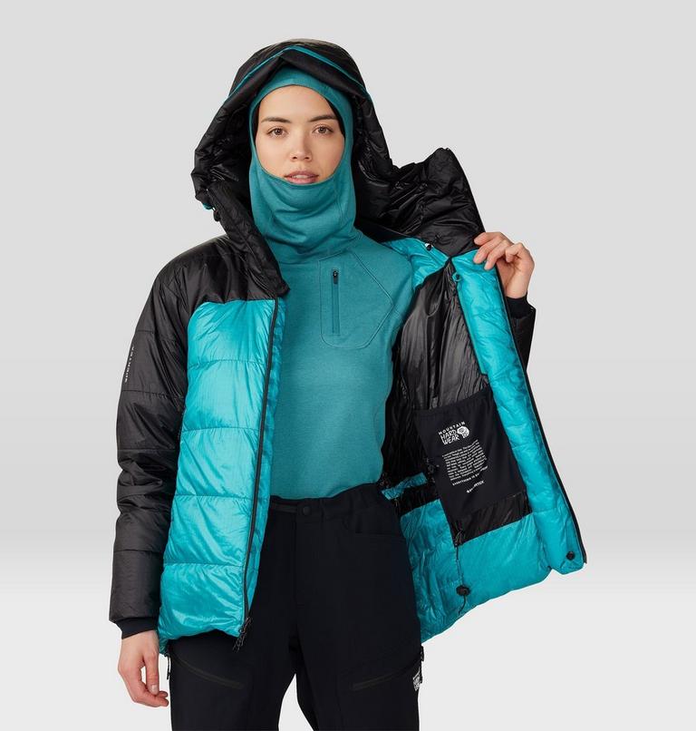 Women's Phantom Belay Down Parka, Color: Synth Green, Black, image 10