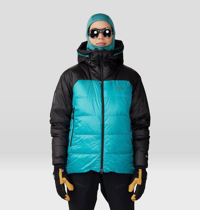 Women's Phantom Belay Down Parka, Color: Synth Green, Black, image 11