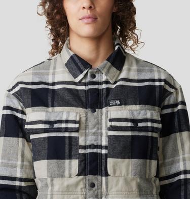 Women's Dolores Insulated Flannel Shacket, Color: Oyster Shell, image 20