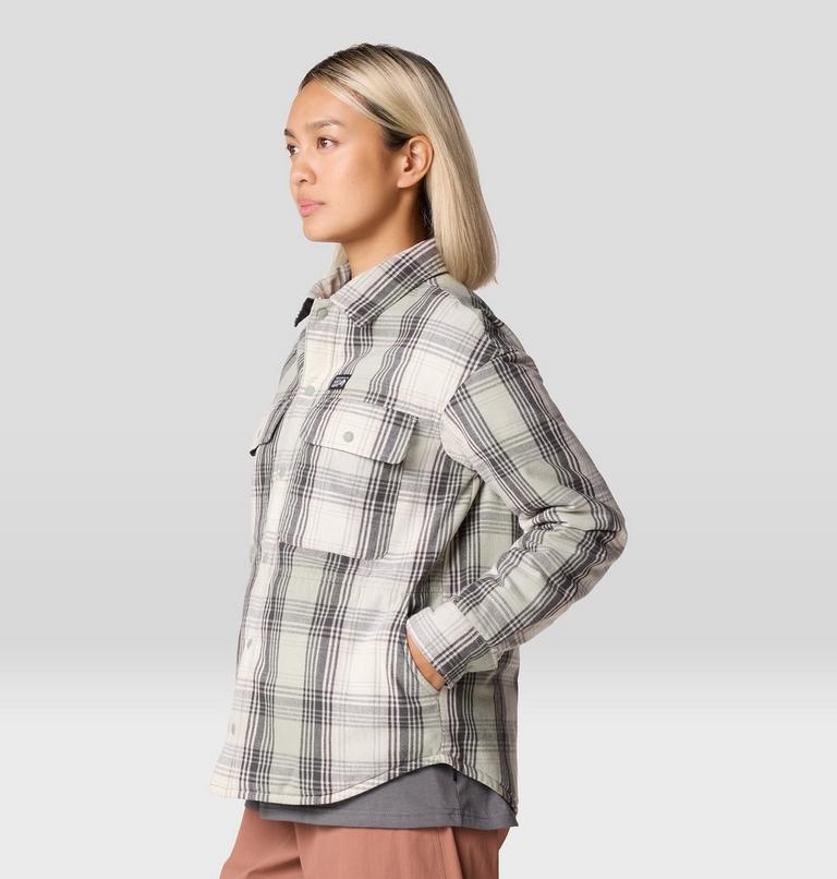 Women's Dolores Insulated Flannel Shacket, Color: White Sage Starlights Plaid, image 3