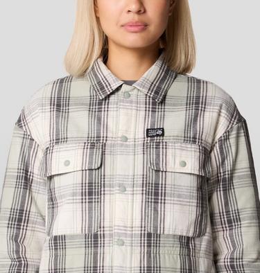 Women's Dolores Insulated Flannel Shacket, Color: White Sage Starlights Plaid, image 16