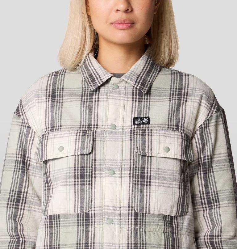 Women's Dolores Insulated Flannel Shacket, Color: White Sage Starlights Plaid, image 4