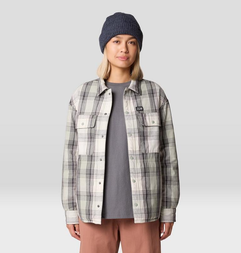Women's Dolores Insulated Flannel Shacket, Color: White Sage Starlights Plaid, image 6