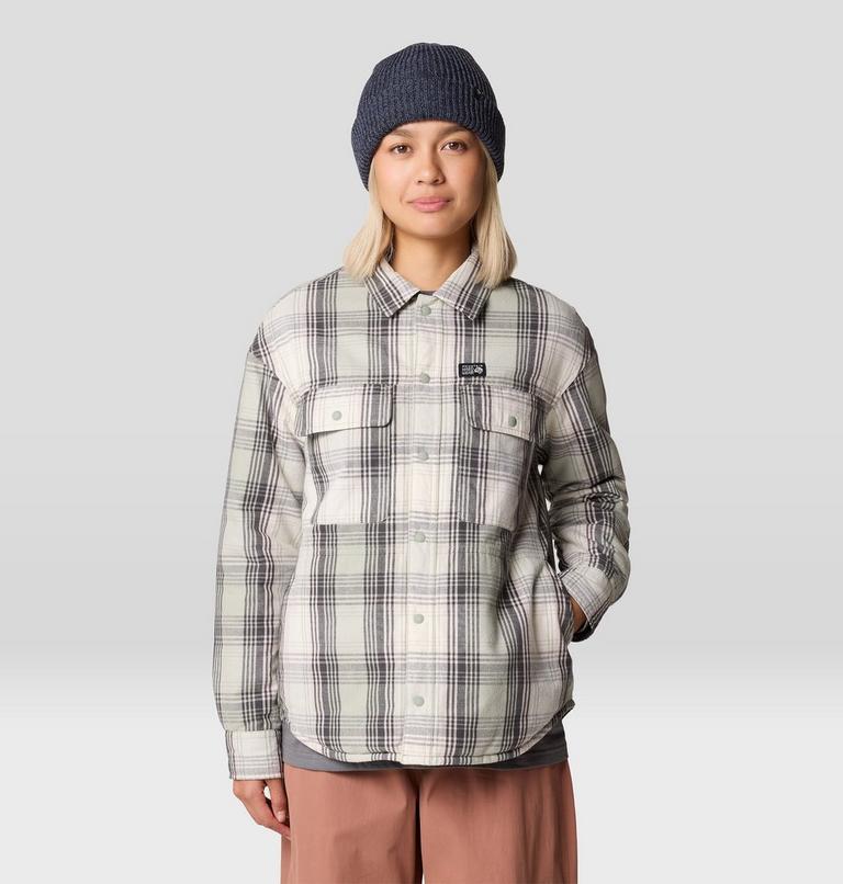 Women's Dolores Insulated Flannel Shacket, Color: White Sage Starlights Plaid, image 7