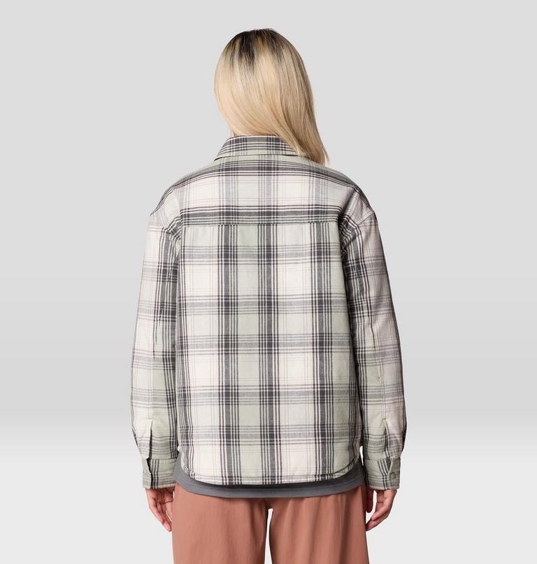 Women's Dolores Insulated Flannel Shacket, Color: White Sage Starlights Plaid, image 2