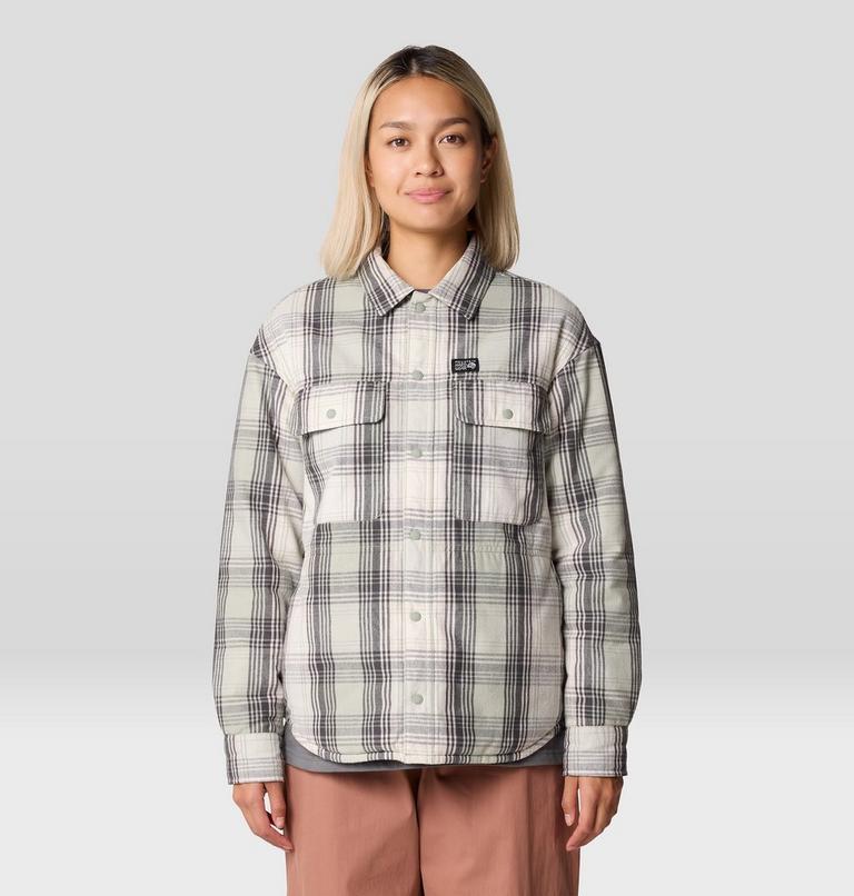 Women's Dolores Insulated Flannel Shacket, Color: White Sage Starlights Plaid, image 1
