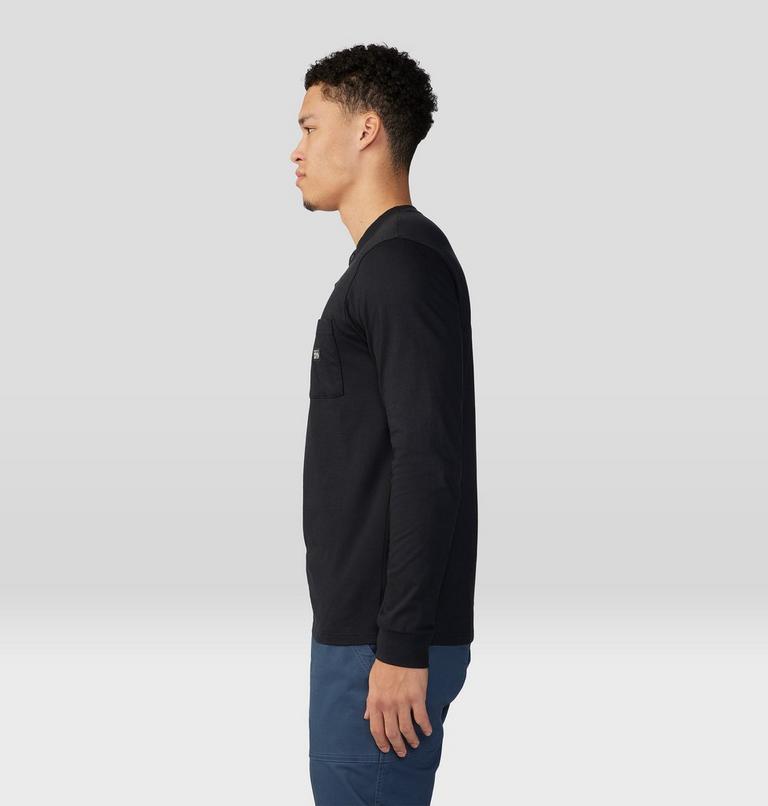 Men's Cotton Ridge Long Sleeve Henley, Color: Black, image 3