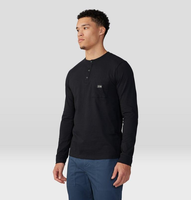 Men's Cotton Ridge Long Sleeve Henley, Color: Black, image 5