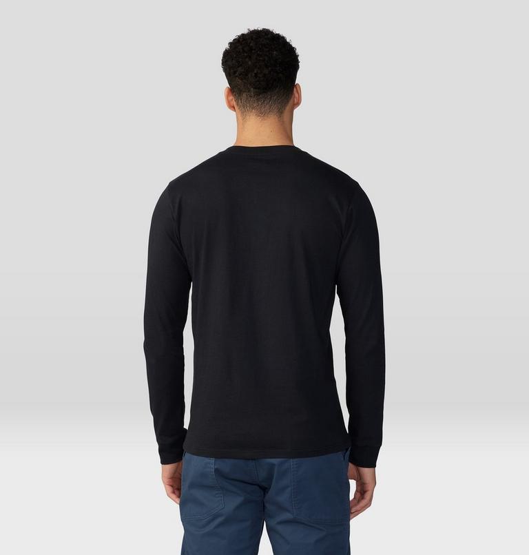 Men's Cotton Ridge Long Sleeve Henley, Color: Black, image 2