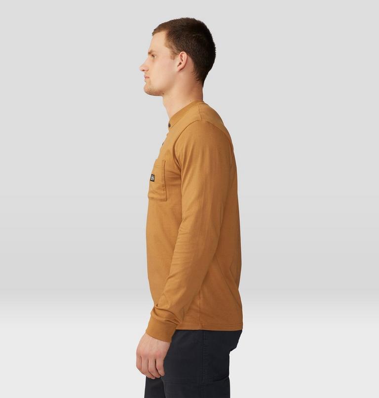 Men's Cotton Ridge Long Sleeve Henley, Color: Copper Clay, image 3