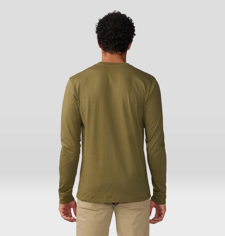 Men's Cotton Ridge Long Sleeve Henley, Color: Combat Green, image 2