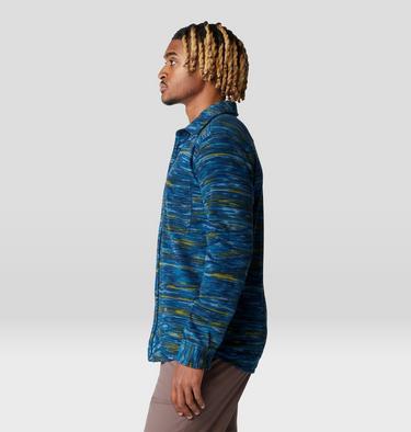 Men's Microchill Long Sleeve Shirt, Color: Dark Caspian Stria Print, image 3