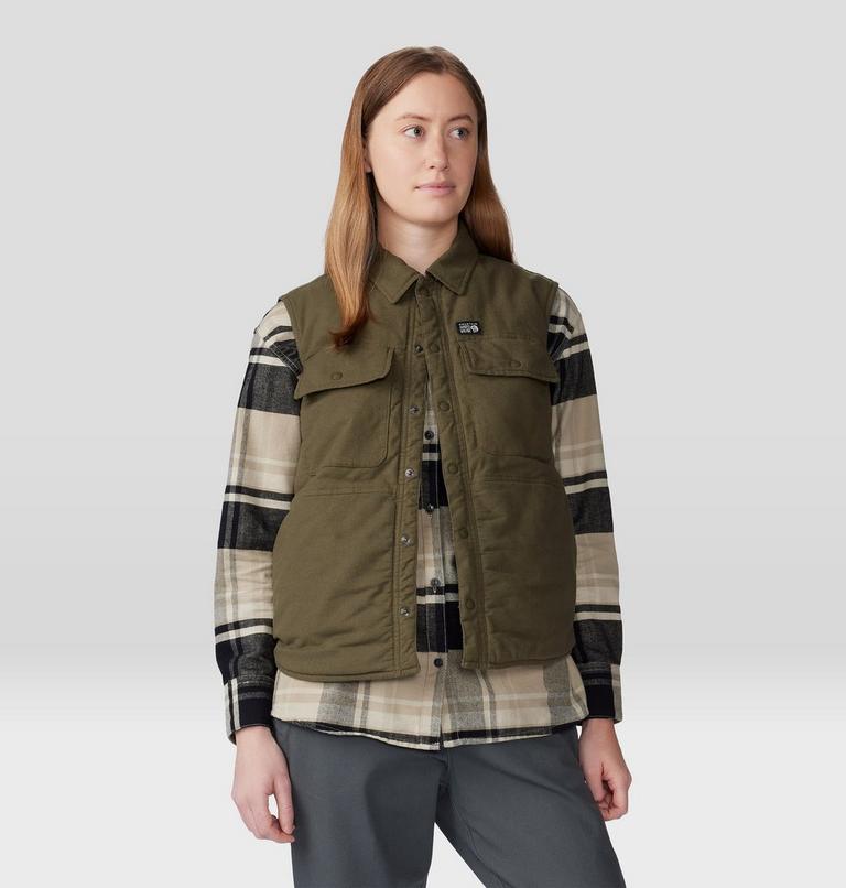 Women's Dolores Insulated Flannel Vest, Color: Dark Pine, image 6
