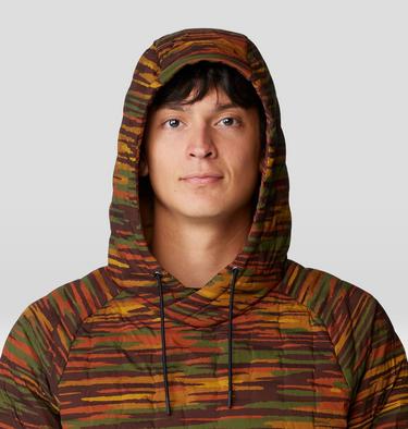 Men's Stretchdown Light Pullover Hoody, Color: Iron Oxide Stria Print, image 12