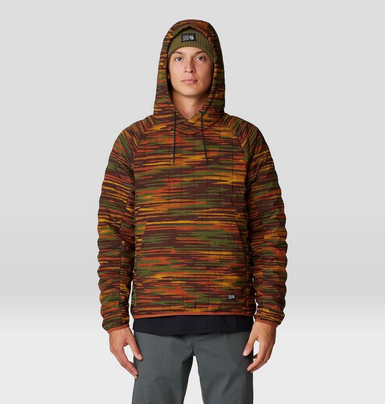 Men's Stretchdown Light Pullover Hoody, Color: Iron Oxide Stria Print, image 5