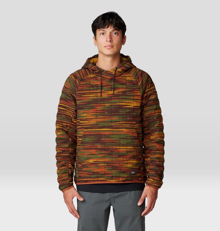 Men's Stretchdown Light Pullover Hoody, Color: Iron Oxide Stria Print, image 1