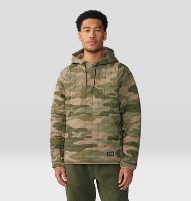 Men's Stretchdown Light Pullover Hoody, Color: Trail Dust Camo Print, image 9