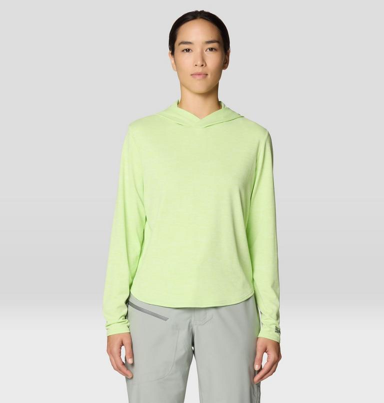 Women's Sunblocker Long Sleeve Hoody, Color: Frozen In Lime, image 1
