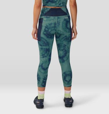Women's Yuba Trail Crop, Color: Blue Pine Spore Dye Print, image 7